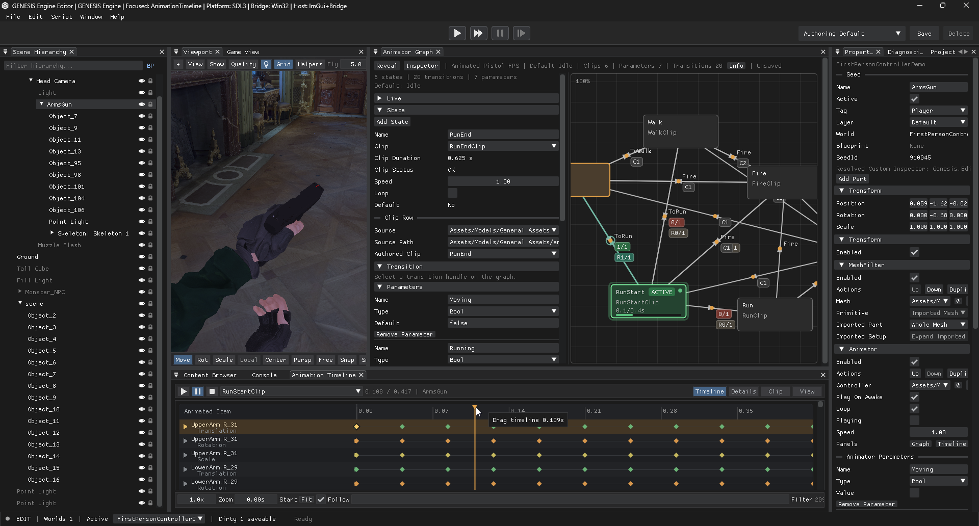 Animator and timeline layout